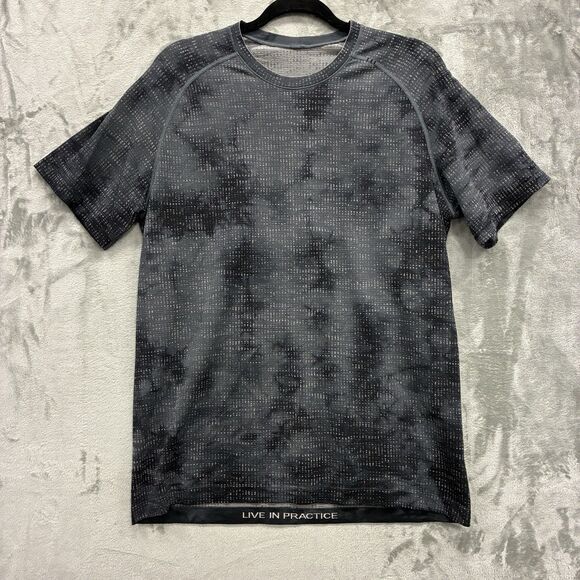 Men's L Lululemon Metal Vent Tech T Shirt Gray Active Workout Crewneck Camo - Picture 1 of 8